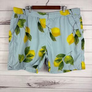 Original Use‎ Men's Swim Trunks Blue Lemon Print Size XXL